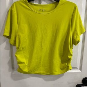 Jessica Simpson Active Neon Yellow Ruched Side Tee - Size XL‎